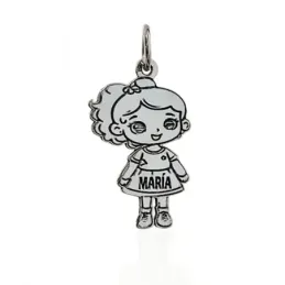 Colgante Plata Ley 925m unisex 20 mm. figura niña nombre personalizab