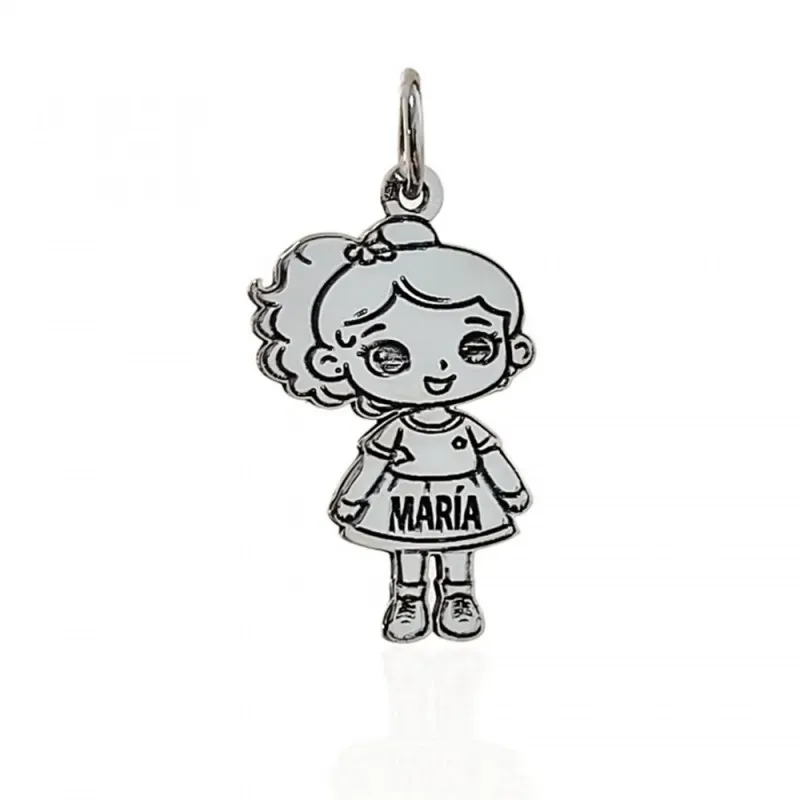 Colgante Plata Ley 925m unisex 20 mm. figura niña nombre personalizab