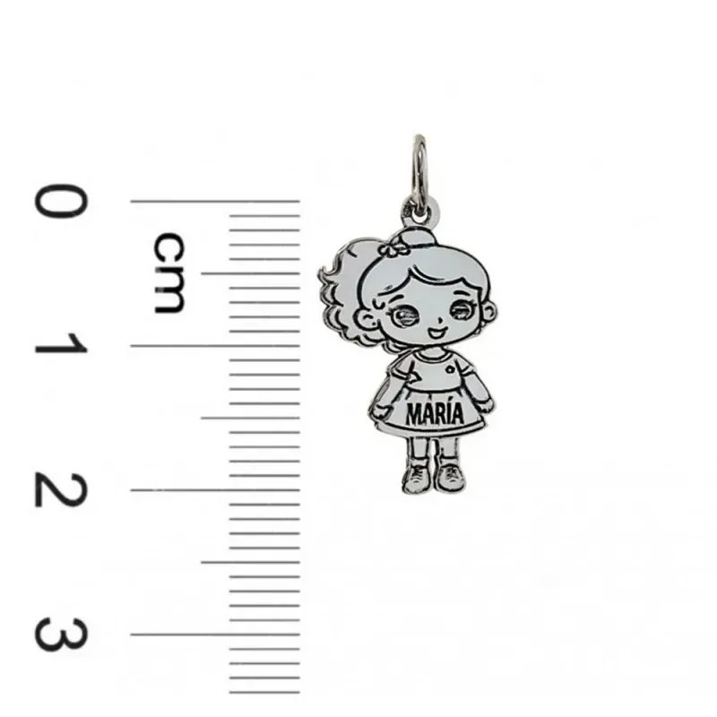 Colgante Plata Ley 925m unisex 20 mm. figura niña nombre personalizab