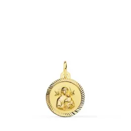 Virgen del Perpetuo Socorro Medalla Oro 9k unisex 12 mm. borde hélice