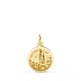 Virgen de Fátima Medalla Oro 9k unisex 14 mm. bisel liso. Grabación i