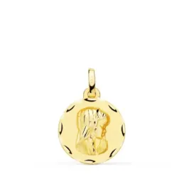 Virgen Niña Primera Comunión Medalla Oro 9k unisex 16 mm. tallada bor