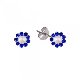 Pendientes Plata Ley 925m mujer perlas botón 6 mm. combinadas circoni