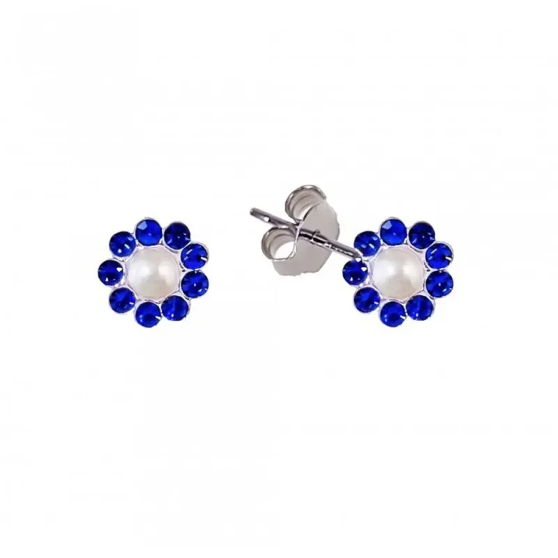 Pendientes Plata Ley 925m mujer perlas botón 6 mm. combinadas circoni