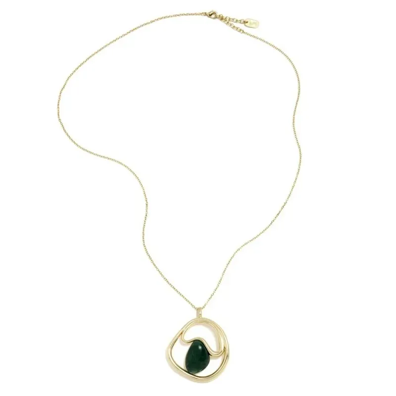 Collar Pertegaz Chapado Oro mujer DUNE colgante 49 mm. detalle piedra
