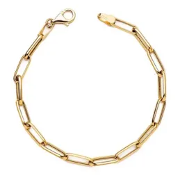 Pulsera Oro 18k mujer 19 cm. hueca forzada alargada ancho eslabón 4 m