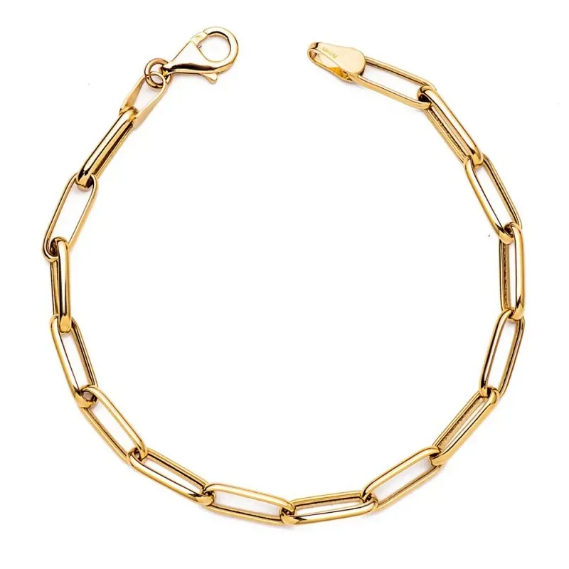 Pulsera Oro 18k mujer 19 cm. hueca forzada alargada ancho eslabón 4 m