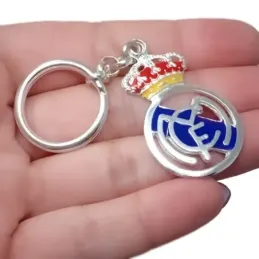 Real Madrid Club de Fútbol Llavero Plata Ley macizo 8 cm. esmaltado c