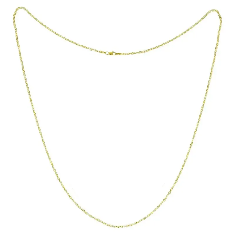 Cadena Plata Ley 925m chapada oro forzada 70 cm. ancho 2 mm.