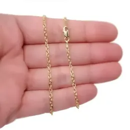 Cadena Plata Ley 925m chapada oro forzada 70 cm. ancho 2 mm.