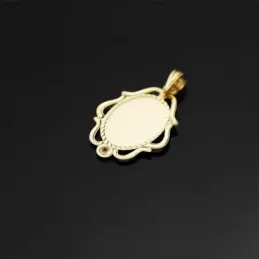 Virgen Niña Medalla Oro 18k Primera Comunión  24 mm. ovalada circonit