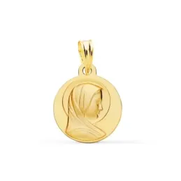 Virgen María Francesa Medalla en Oro de 9k con 14 mm. matizada