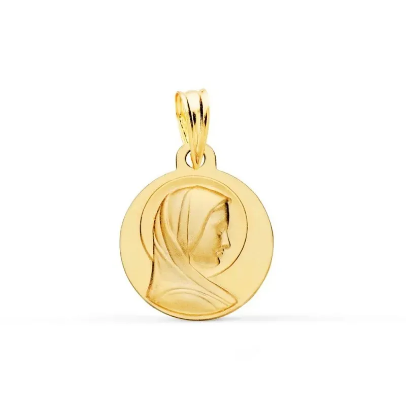 Virgen María Francesa Medalla en Oro de 9k con 14 mm. matizada
