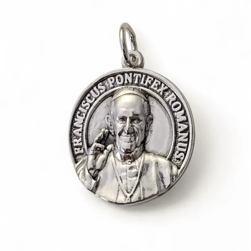 Papa Francisco Medalla en Plata de Ley 925m maciza de 25 mm. trasera