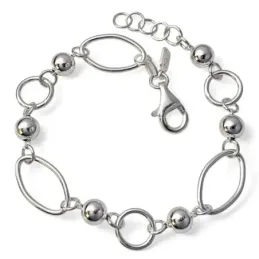 Pulsera Plata Ley 925m de 17 cm. con eslabones huecos ovalados 17 mm.