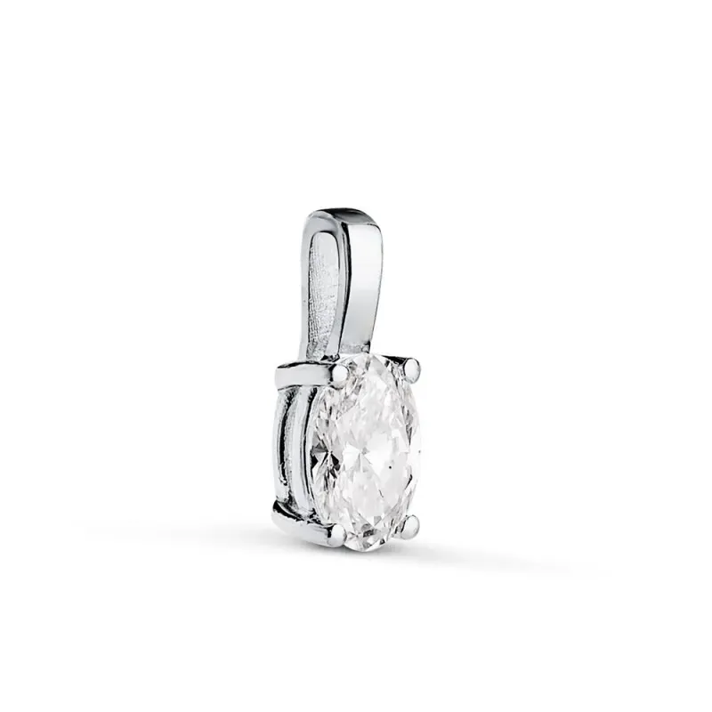 Colgante en Oro Blanco de 18k con diamante brillante de laboratorio o
