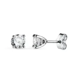 Pendientes en Oro Blanco de 18k con 5 mm. diamante de laboratorio 0.4