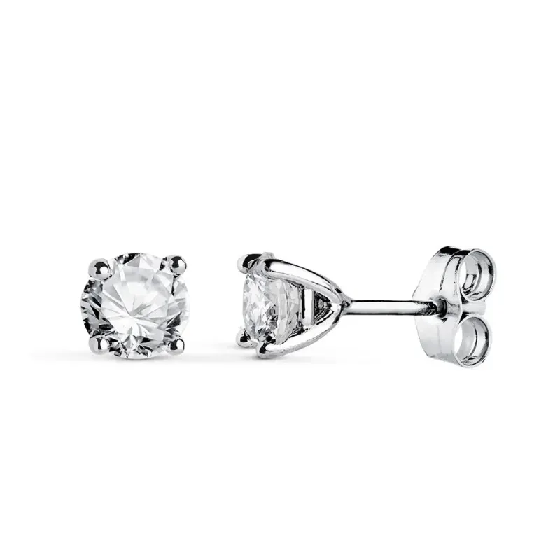 Pendientes en Oro Blanco de 18k con 5 mm. diamante de laboratorio 0.4