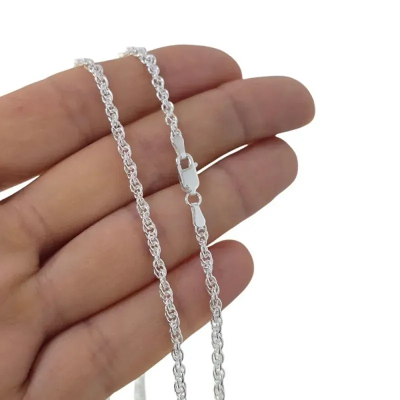 Cadena Cordoncillo en Plata de Ley 925m con 60 cm. ancho de 3 mm.