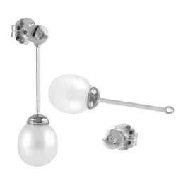 Pendientes oro blanco 18k desmontables 39mm. chatón diamante brillant