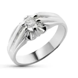 Solitario oro blanco 18k mujer diamante brillante 0.20ct. centro deta