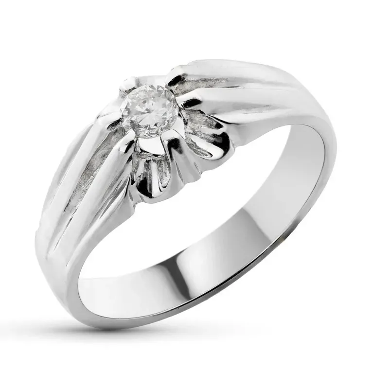 Solitario oro blanco 18k mujer diamante brillante 0.20ct. centro deta