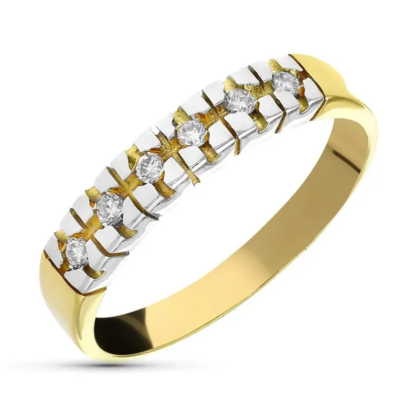 Sortija oro bicolor 18k mujer 6 diamantes 0.03ct. talla brillante