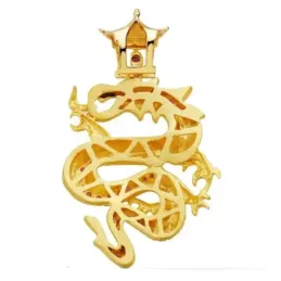 Colgante oro 18k unisex dragón combinado circonitas rojas detalles ta