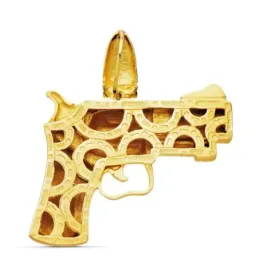 Colgante oro 18k pistola 46 mm. unisex detalles tallados realistas