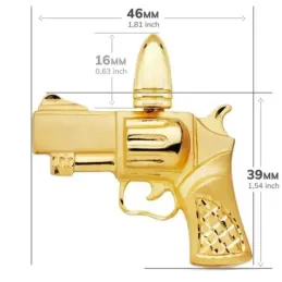 Colgante oro 18k pistola 46 mm. unisex detalles tallados realistas