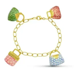 Pulsera oro 18k mujer forzada alargada fetiches bolsos esmaltados col