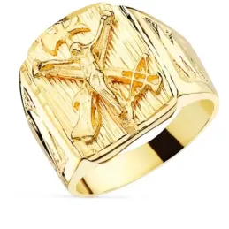 Sello oro 18k hombre Cristo de la Legión detalles tallados laterales