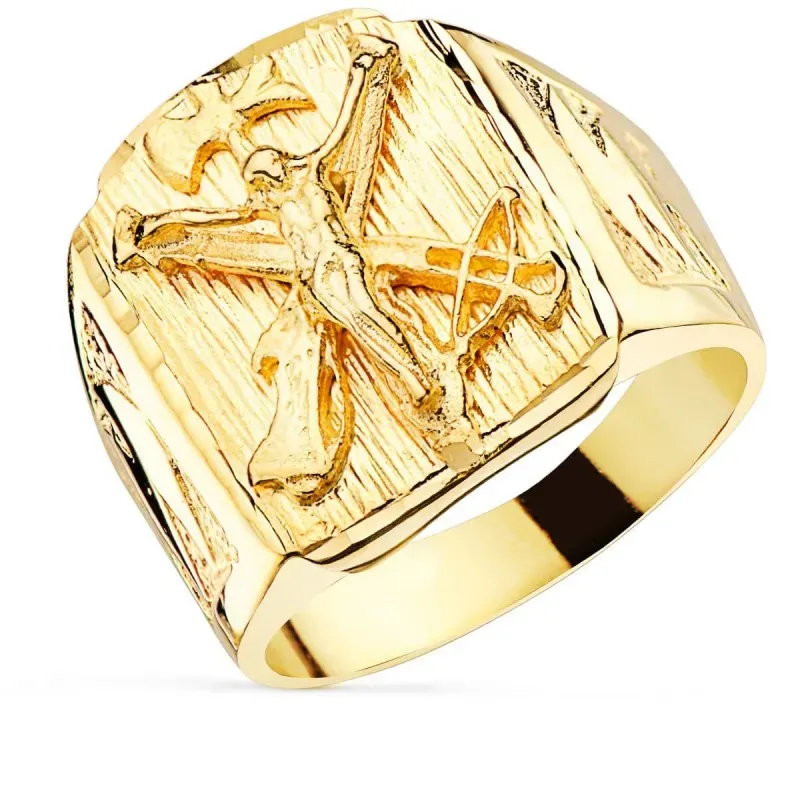 Sello oro 18k hombre Cristo de la Legión detalles tallados laterales