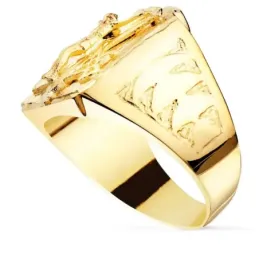 Sello oro 18k hombre Cristo de la Legión detalles tallados laterales