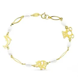 Pulsera oro 18k niña 17 cm. Primera Comunión seis perlas cultivadas 5