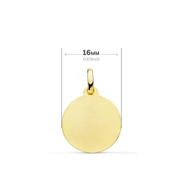 Virgen Niña medalla oro 18k Primera Comunión colgante 16 mm. rezando