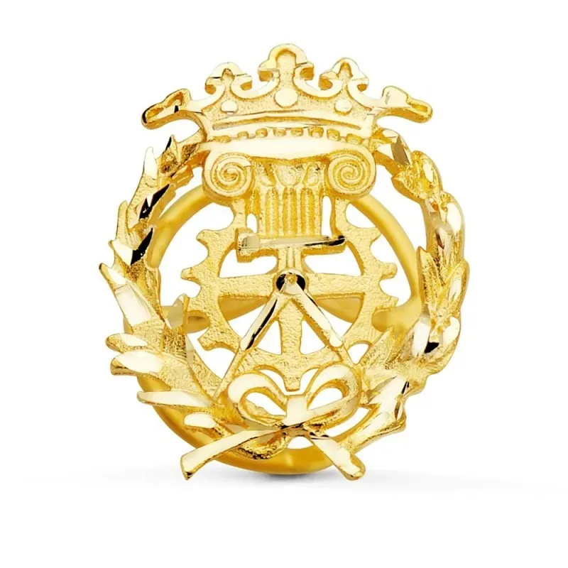 Delineante Insignia Profesional Escudo Oro 18k unisex 17 mm. alfiler