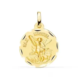 San Miguel Arcángel Oro 18k Medalla 18 mm. borde detalles tallados