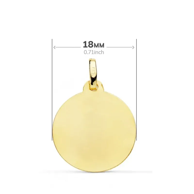 San Miguel Arcángel Oro 18k Medalla 18 mm. borde detalles tallados