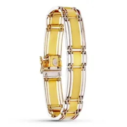 Pulsera Oro 18k bicolor mate y brillo lisa