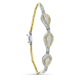 Pulsera Oro 18k bicolor circonitas motivos forma gota