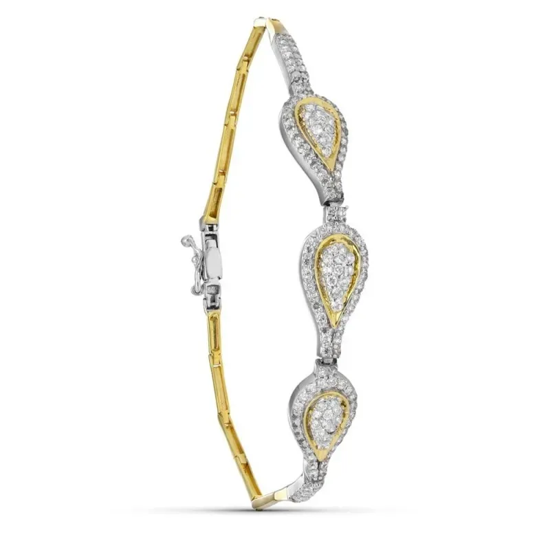 Pulsera Oro 18k bicolor circonitas motivos forma gota