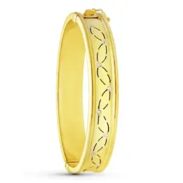 Pulsera Oro 18k rígida circonitas detalles brazalete