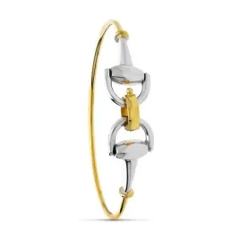 Pulsera Oro 18k bicolor rígida motivo estribo