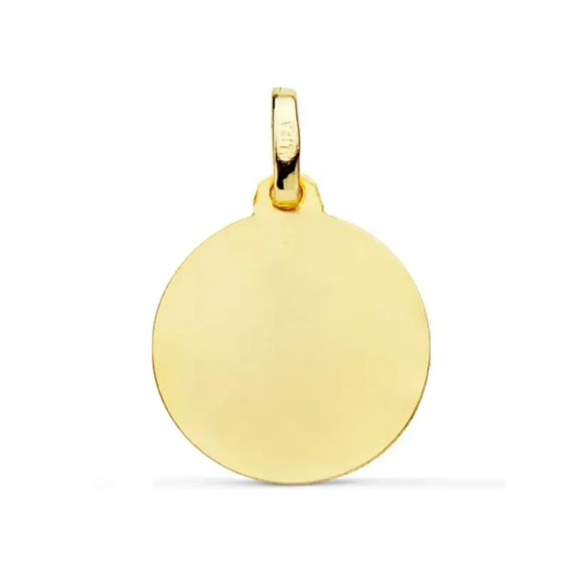Colgante Oro 18k ALLAH ES GRANDE medalla 16 mm. relieve matizada bord