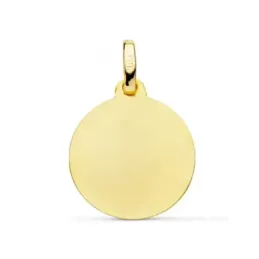 Colgante Oro 18k ALLAH ES GRANDE medalla 16 mm. relieve matizada bord