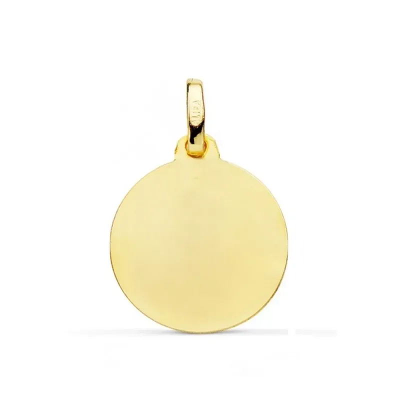 Colgante Oro 18k ALLAH ES GRANDE medalla 16 mm. relieve matizada bord