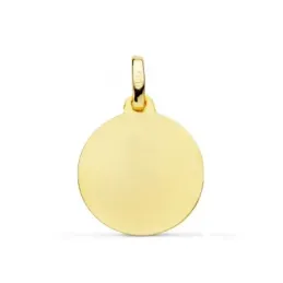 Colgante Oro 18k ALLAH ES GRANDE medalla 16 mm. relieve matizada bord