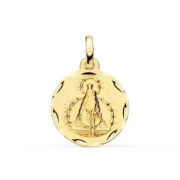 Virgen de la Cabeza Colgante Oro 18k medalla 16 mm. patrona Andújar r
