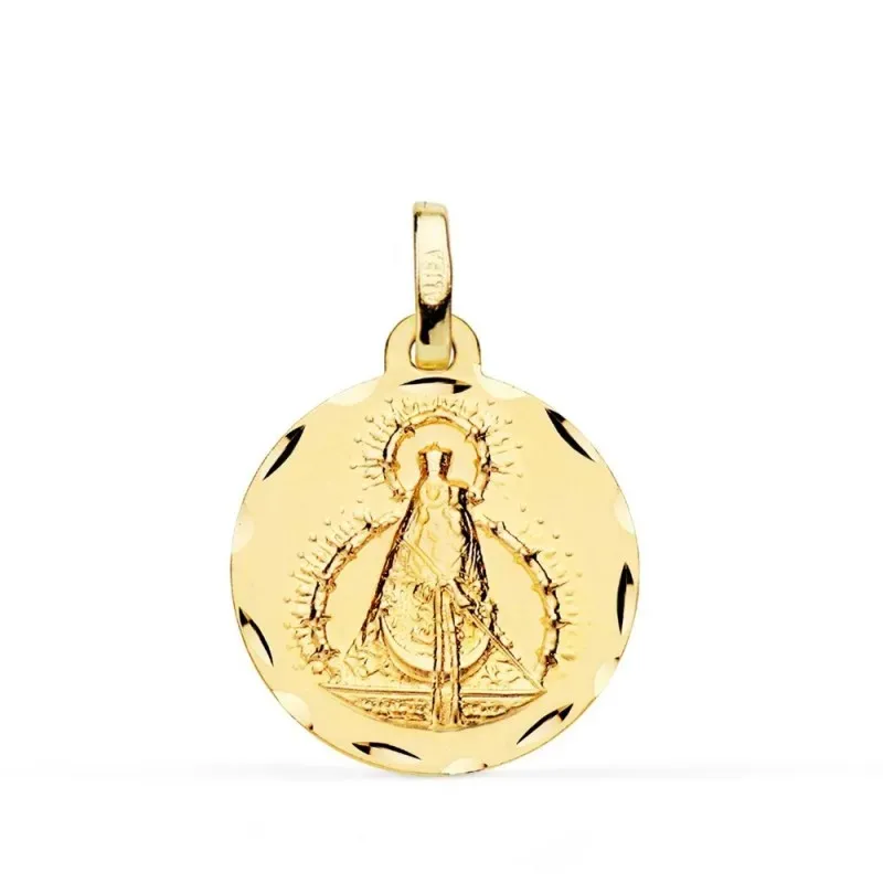 Virgen de la Cabeza Colgante Oro 18k medalla 18 mm. patrona Andújar r